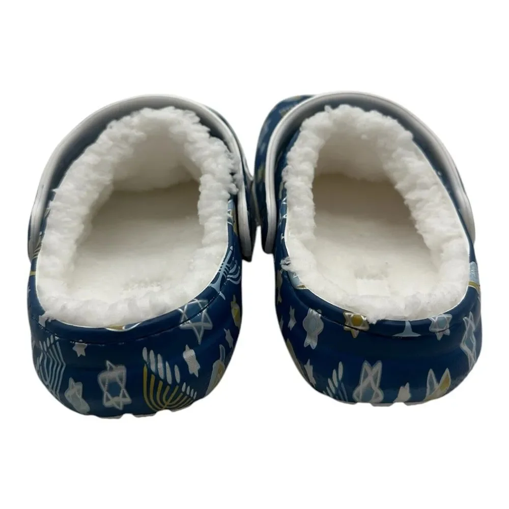 Crocs Classic Lined Hanukkah‎ Clogs Toddler Sz C13 Blue Slip On Shoes 209327-90H